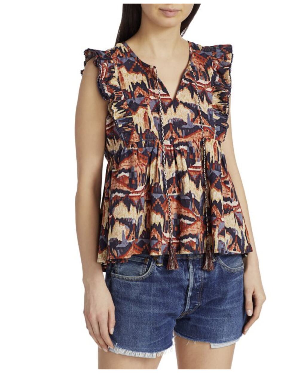 Chufy Printed Ruffle A-Line Top Memories of Arizona